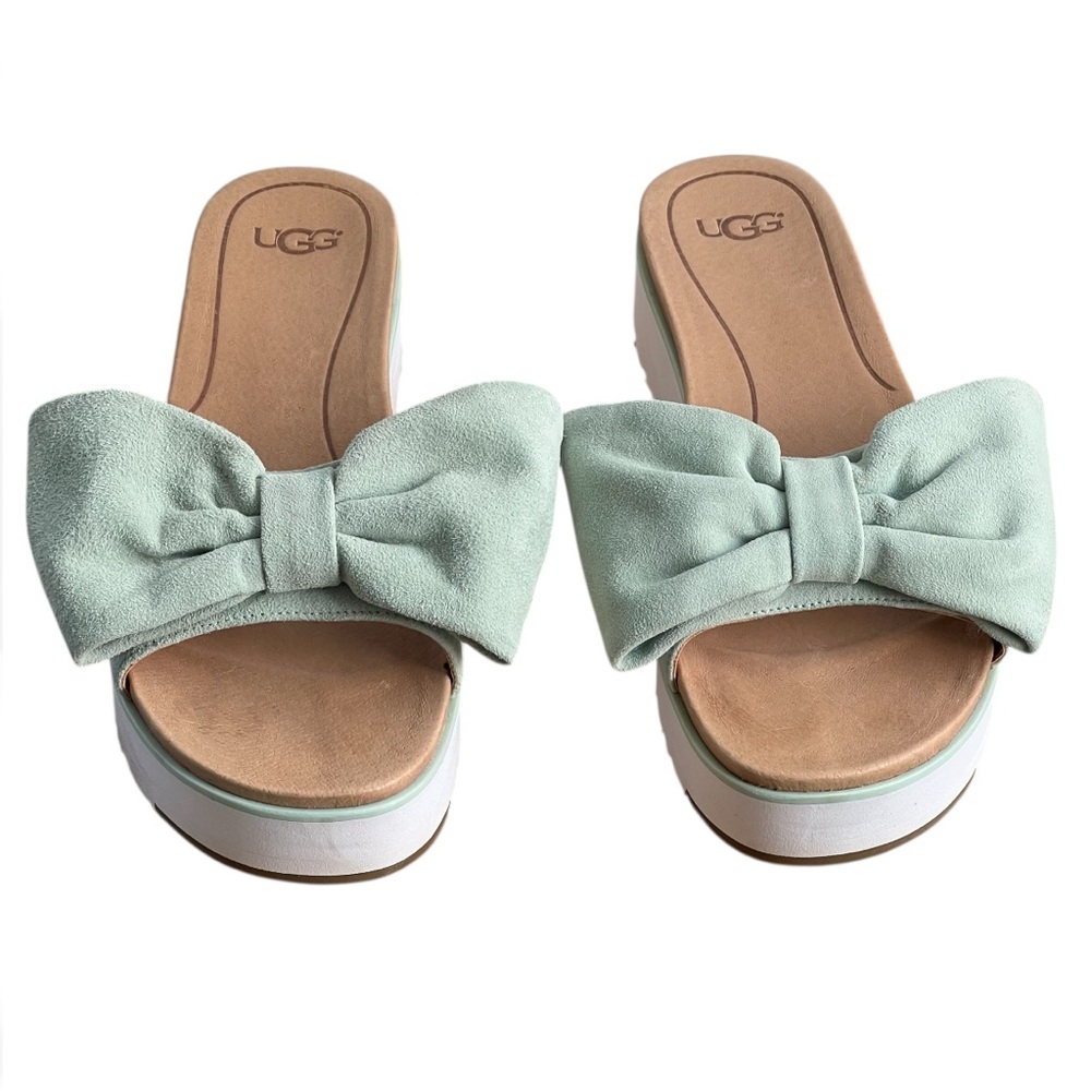 UGG Joan Platform Aqua Bow Slide Sandals Women’s 9.5